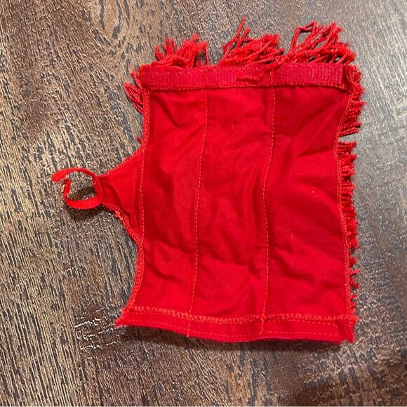 Barbie Doll Red Halter Backless Tassel Dress Handmade - Picture 5 of 7